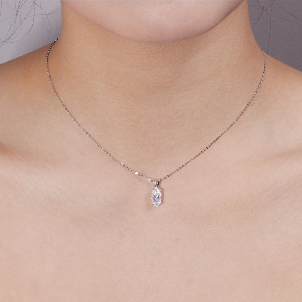 1CT Marquise Cut Moissanite Necklace | Sterling Silver | Super Sparkly! ✨💎✨ - Picture 3 of 8